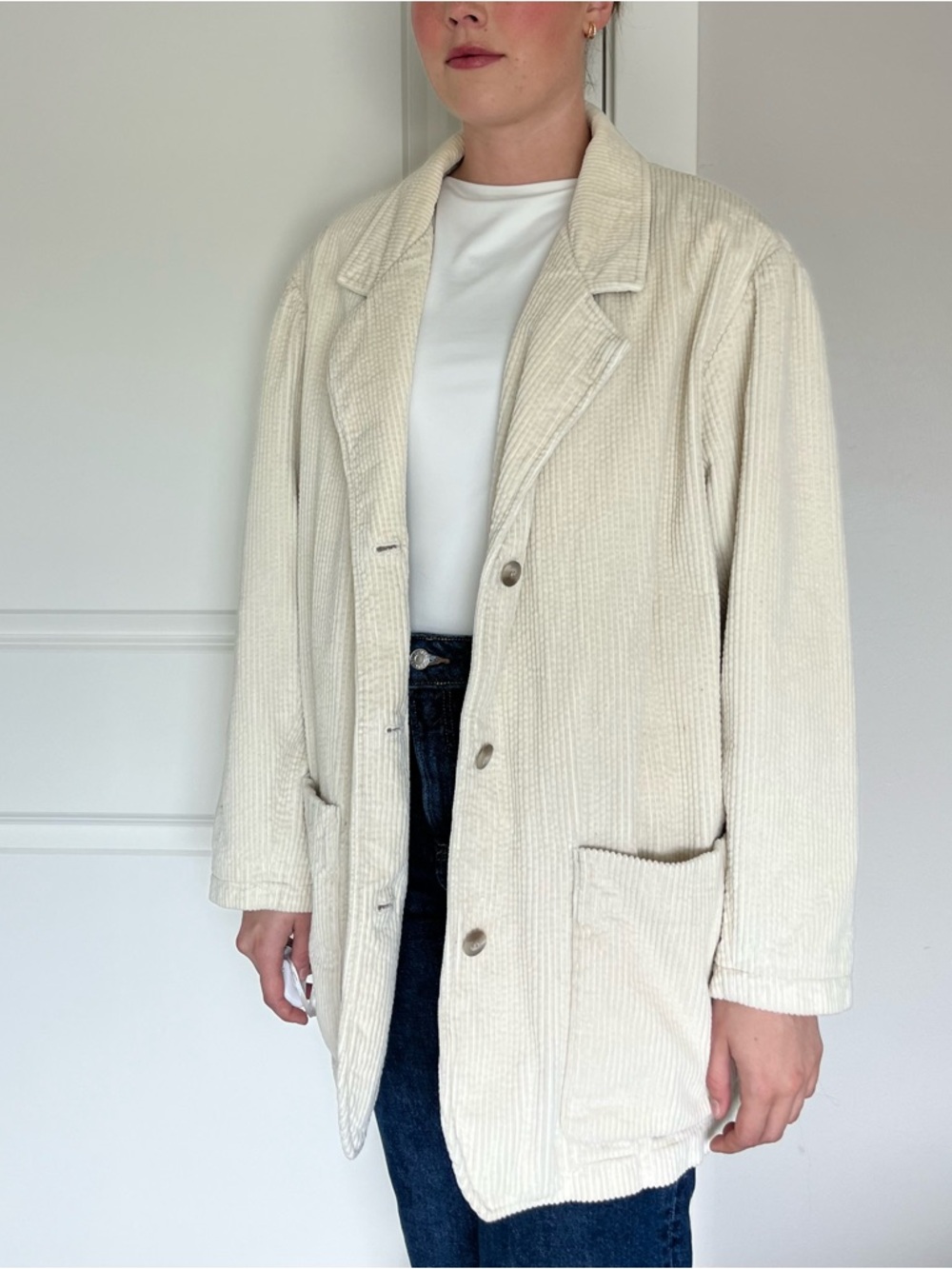 Eddie Bauer Cream Ribbed Corduroy Jacket